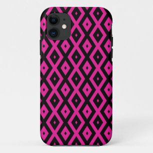 Fuchsia- en zwart diamantpatroon Case-Mate iPhone case