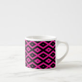 Fuchsia- en zwart diamantpatroon espresso kop (Rechts)