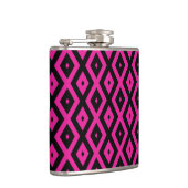 Fuchsia- en zwart diamantpatroon heupfles (Rechts)