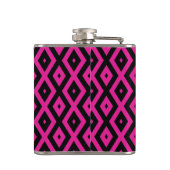 Fuchsia- en zwart diamantpatroon heupfles (Achterkant)