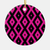 Fuchsia- en zwart diamantpatroon keramisch ornament (Voorkant)