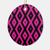 Fuchsia- en zwart diamantpatroon keramisch ornament (Links)