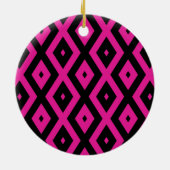 Fuchsia- en zwart diamantpatroon keramisch ornament (Achterkant)