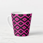 Fuchsia- en zwart diamantpatroon latte mok (Linkerhoek)