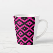 Fuchsia- en zwart diamantpatroon latte mok (Rechts)