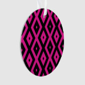Fuchsia- en zwart diamantpatroon ornament (voorkant)