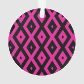 Fuchsia- en zwart diamantpatroon ornament (achterkant)