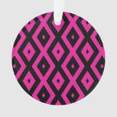 Fuchsia- en zwart diamantpatroon ornament (voorkant)