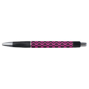 Fuchsia- en zwart diamantpatroon pen