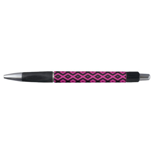 Fuchsia- en zwart diamantpatroon pen (Voorkant)