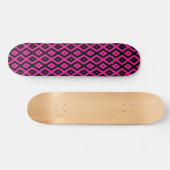 Fuchsia- en zwart diamantpatroon persoonlijk skateboard (Horizontaal)