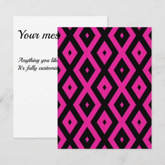 Fuchsia- en zwart diamantpatroon RSVP kaartje (Voorkant / Achterkant)