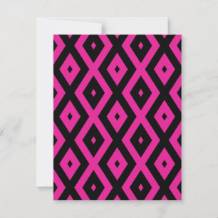 Fuchsia- en zwart diamantpatroon RSVP kaartje