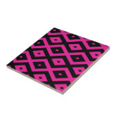Fuchsia- en zwart diamantpatroon tegeltje (Zijkant)