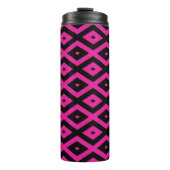 Fuchsia- en zwart diamantpatroon thermosbeker (Voorkant)