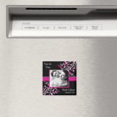 Fuchsia en Zwart Sla de datum fotomagneten op Magneet (Insitu (Vaatwasser))