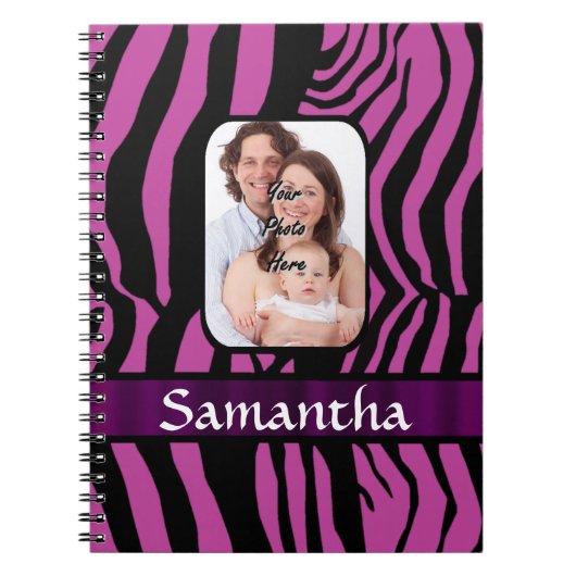 Fuchsia en zwart zebraprint notitieboek (Voorkant)