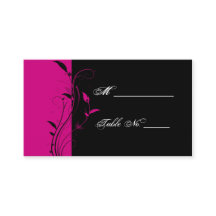 Fuchsia en zwarte bloemen trouwkaarten