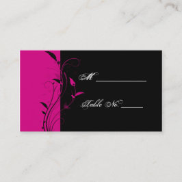 Fuchsia en zwarte bloemen trouwkaarten plaatskaartje