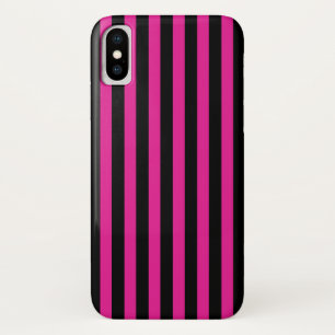 Fuchsia en zwarte snoepjes strepen Case-Mate iPhone case