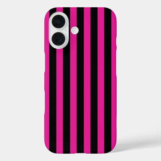 Fuchsia en zwarte snoepjes strepen Case-Mate iPhone case (Achterkant)