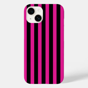 Fuchsia en zwarte snoepjes strepen Case-Mate iPhone 14 hoesje