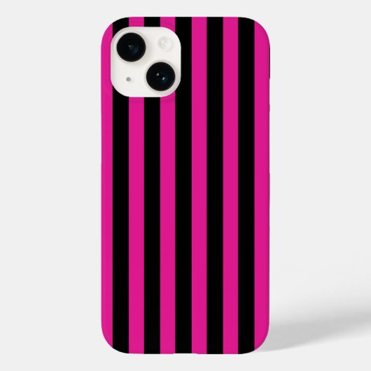 Fuchsia en zwarte snoepjes strepen Case-Mate iPhone case (Achterkant)