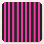 Fuchsia en zwarte snoepjes strepen kartonnen onderzetters (Voorkant)