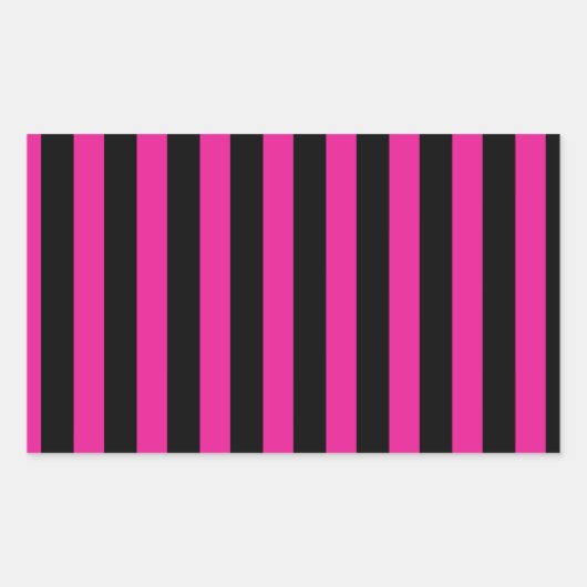 Fuchsia en zwarte snoepjes strepen rechthoekige sticker (Voorkant)