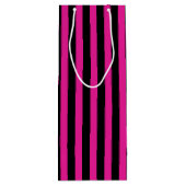 Fuchsia en zwarte snoepjes strepen wijn cadeautas (Achterkant)