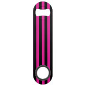Fuchsia en zwarte zuurstokstrepen speed flessenopener (Voorkant)