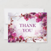 Fuchsia Enchantment: Waterverf bruiloft Bedankkaart (Voorkant)