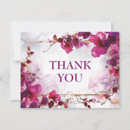 Fuchsia Enchantment: Waterverf bruiloft Bedankkaart