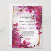 Fuchsia Enchantment: Waterverf bruiloft Kaart (Voorkant)