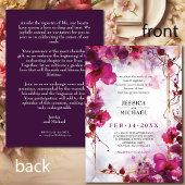 Fuchsia Enchantment: Waterverf bruiloft Kaart