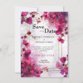 Fuchsia Enchantment: Waterverf bruiloft Save The Date (Voorkant)