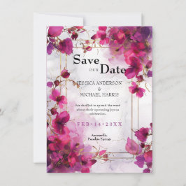 Fuchsia Enchantment: Waterverf bruiloft Save The Date