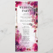 Fuchsia Enchantment: Waterverf huwelijksprogramma Programmakaart (Achterkant)
