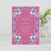 Fuchsia Ethische Bloem Bruiloft Kaart (Staand voorkant)