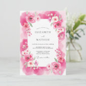 Fuchsia Ethische Romantische Bruiloft Kaart (Staand voorkant)