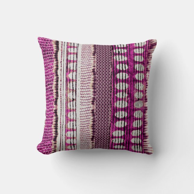 Fuchsia Etnische Rand Abstract Kussen (Voorkant)
