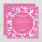 Fuchsia Fancy Floral Rehearsal Dinner Invite Kaart (Voorkant / Achterkant)