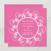 Fuchsia Fancy Floral Save the Date (Voorkant / Achterkant)