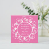 Fuchsia Fancy Floral Save the Date (Staand voorkant)