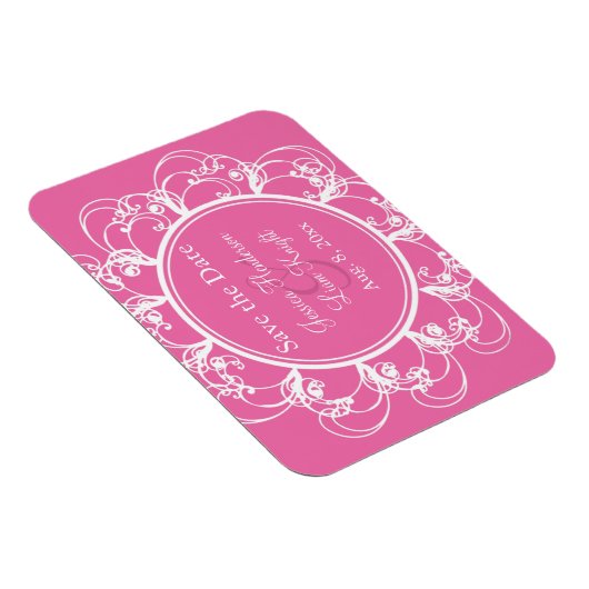 Fuchsia Fancy Floral Save the Date Magnet Magneet (Rechterzijde)