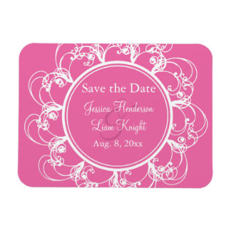 Fuchsia Fancy Floral Save the Date Magnet Magneet