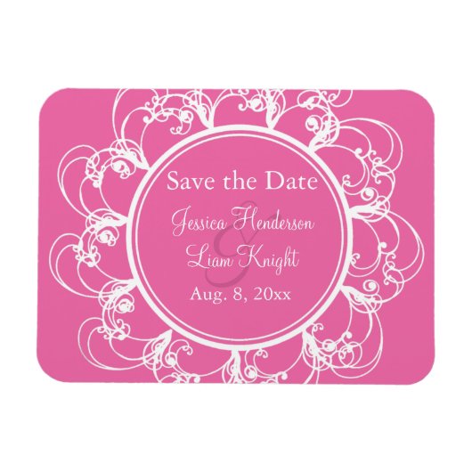 Fuchsia Fancy Floral Save the Date Magnet Magneet (Horizontaal)
