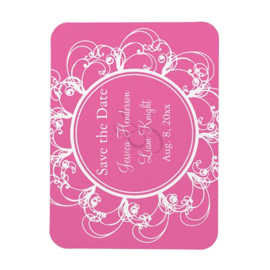 Fuchsia Fancy Floral Save the Date Magnet Magneet (Verticaal)