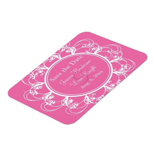 Fuchsia Fancy Floral Save the Date Magnet Magneet (Linkerzijde)