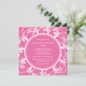 Fuchsia Fancy Floral Vrijgezellenfeest Invite Kaart (Staand voorkant)